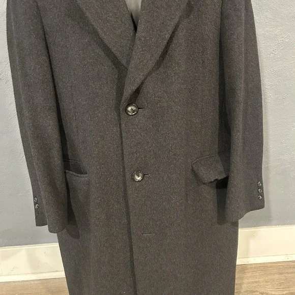 Vintage Overcoat Great Britain Wool Cashmere Mens Gray Size 402R